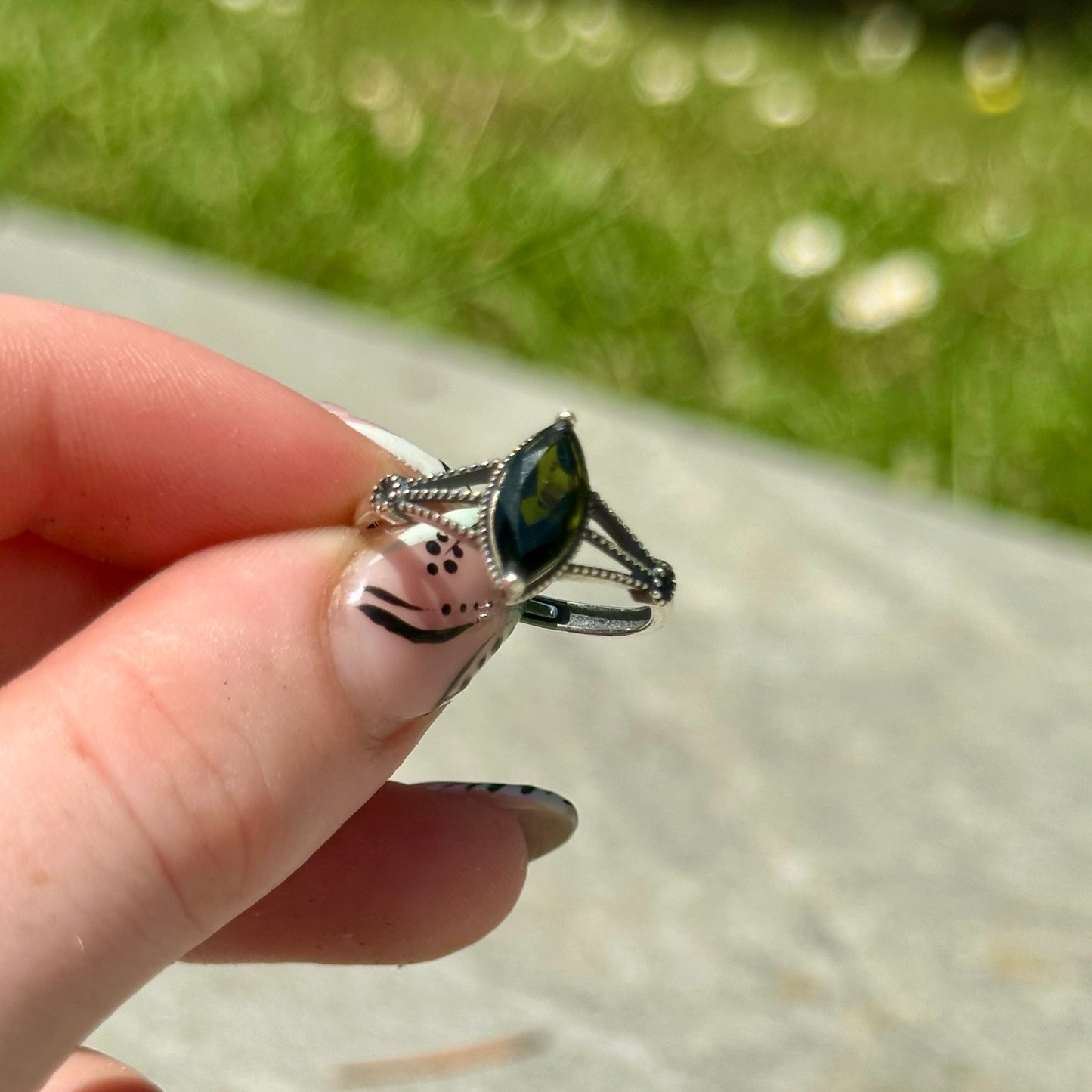 Green Tourmaline Adjustable Ring