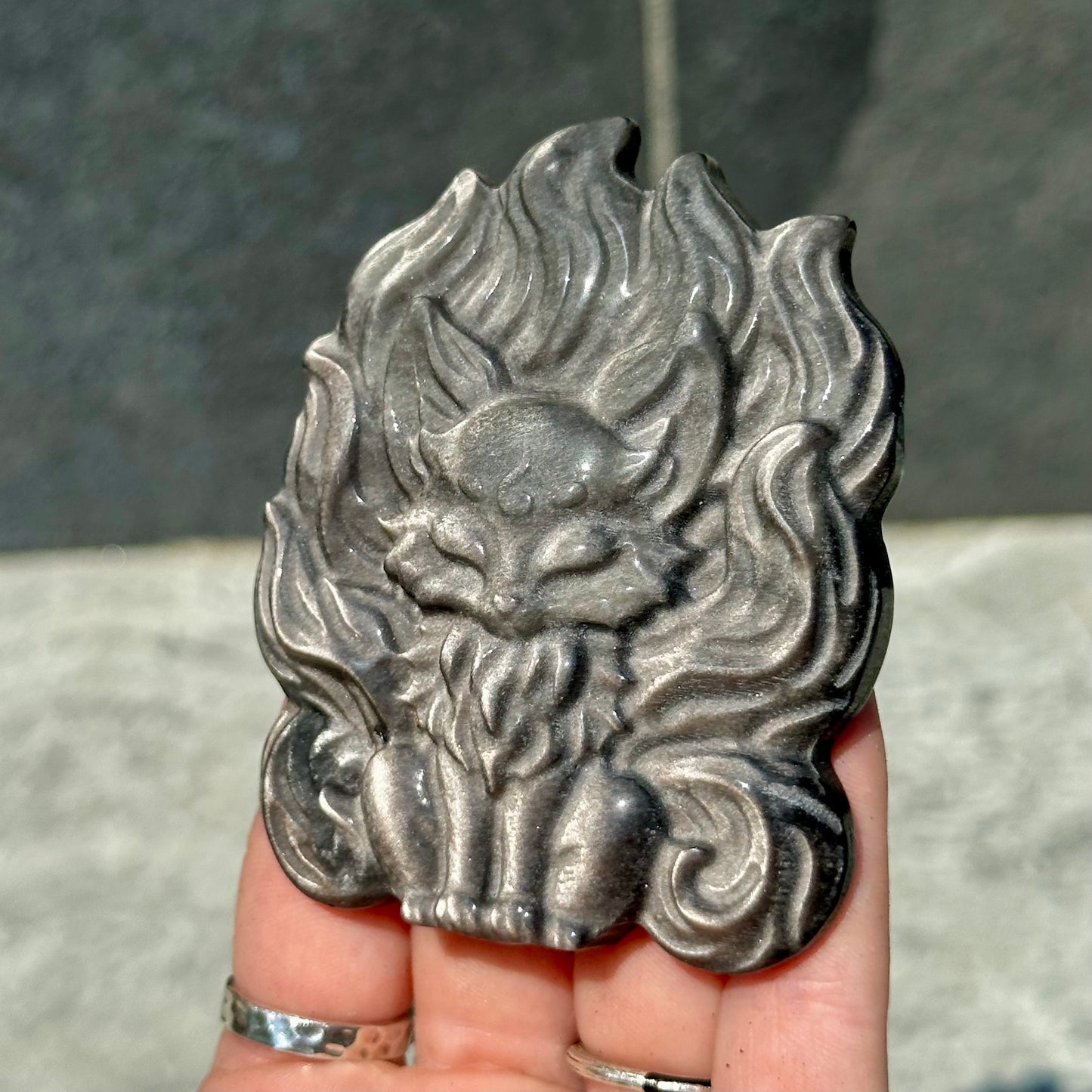 Silver Sheen Obsidian Cat
