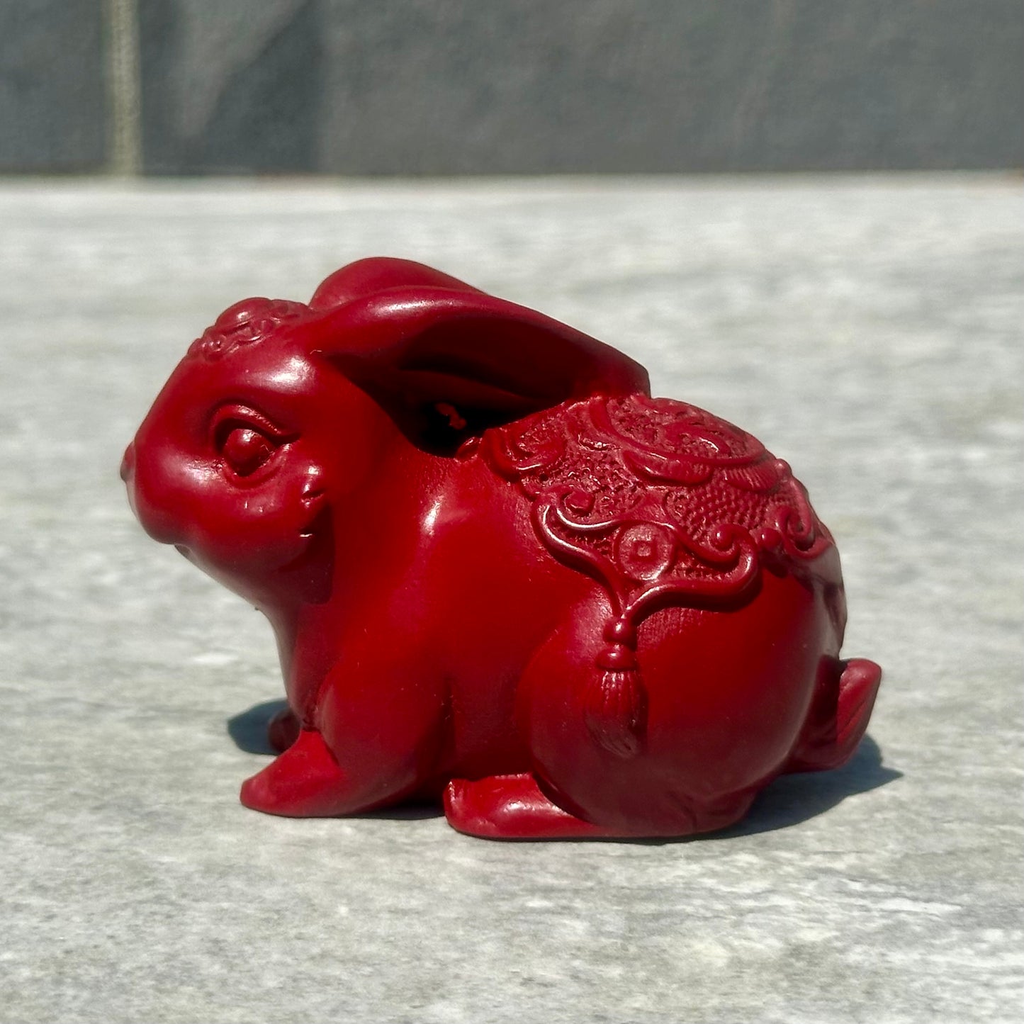 Cinnabar Wealth Rabbit Carving