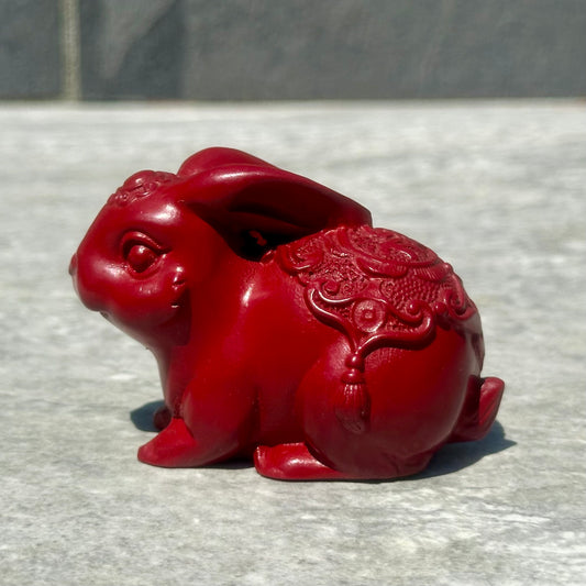 Cinnabar Wealth Rabbit Carving
