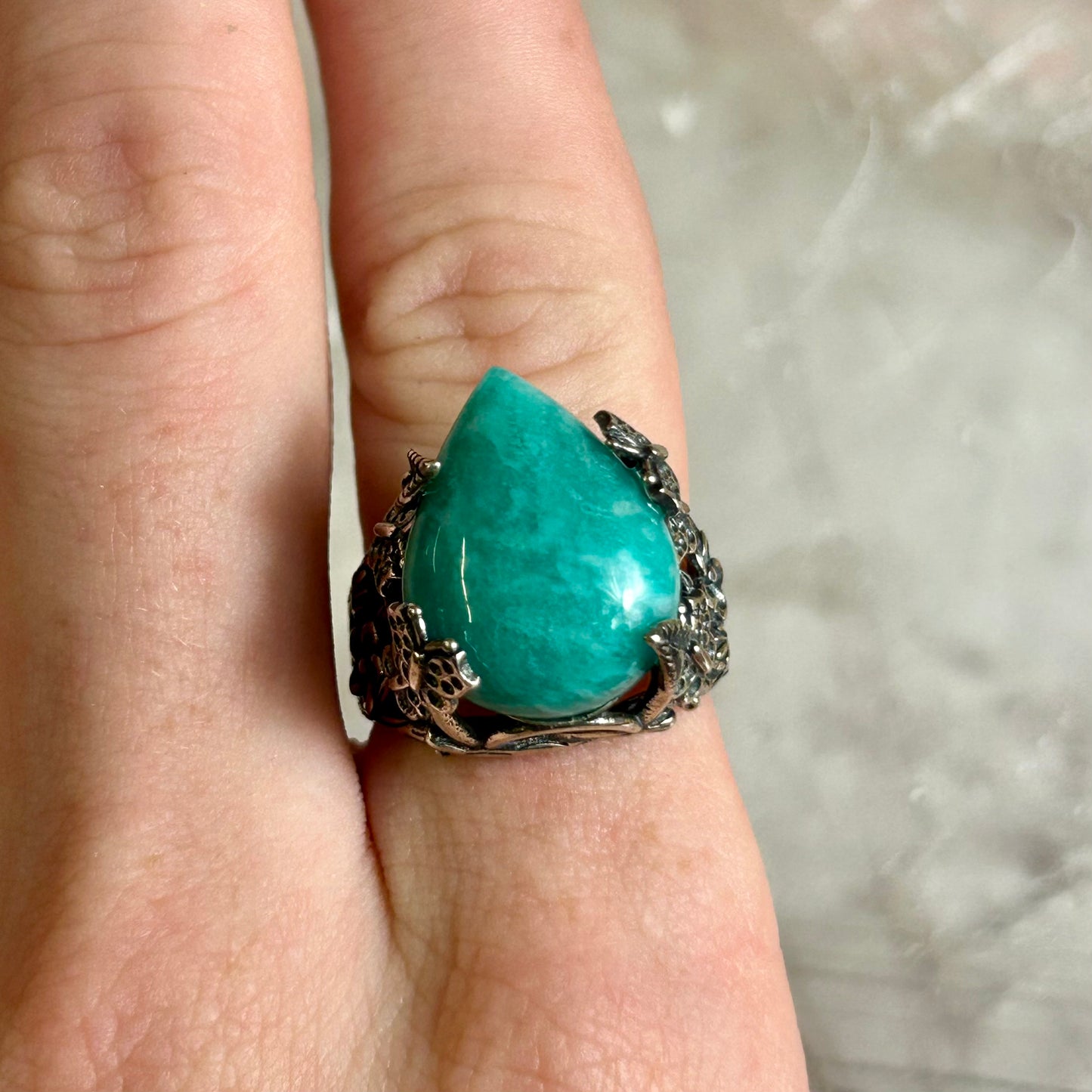 Adjustable Silver Amazonite Ring