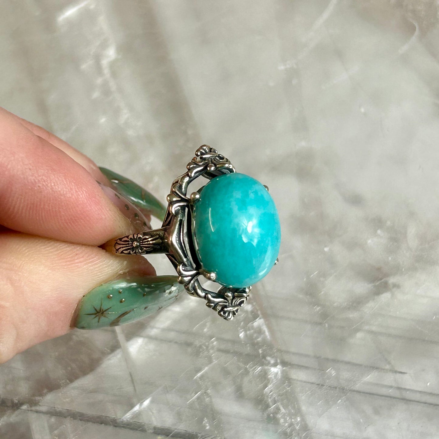 Adjustable Silver Amazonite Ring