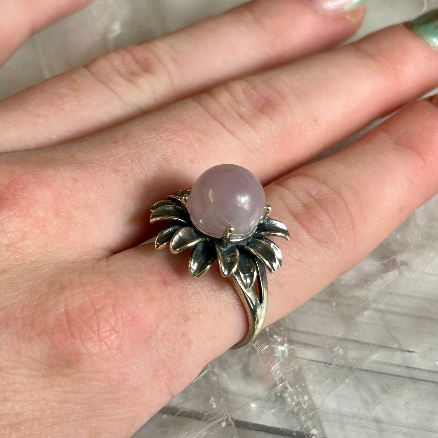 925 Siver Adjustable Rose Quartz Ring