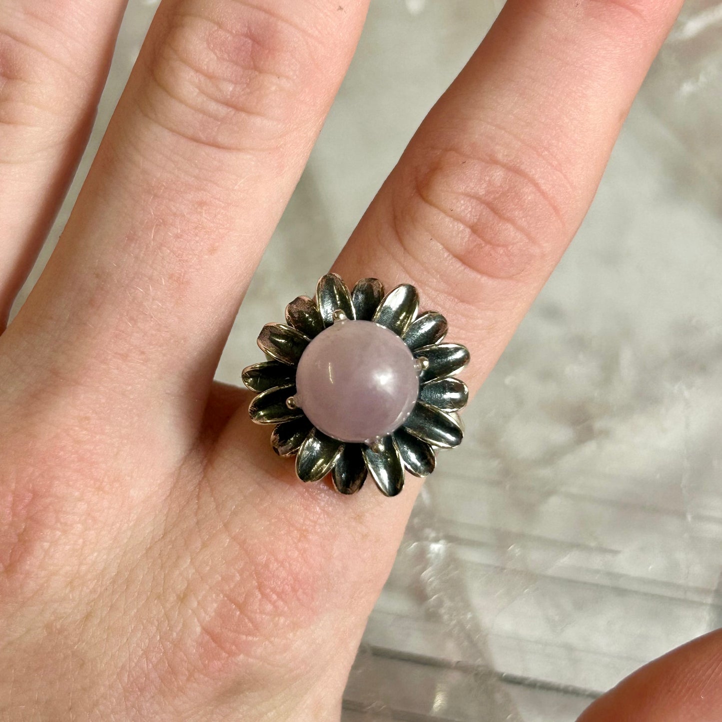 925 Siver Adjustable Rose Quartz Ring