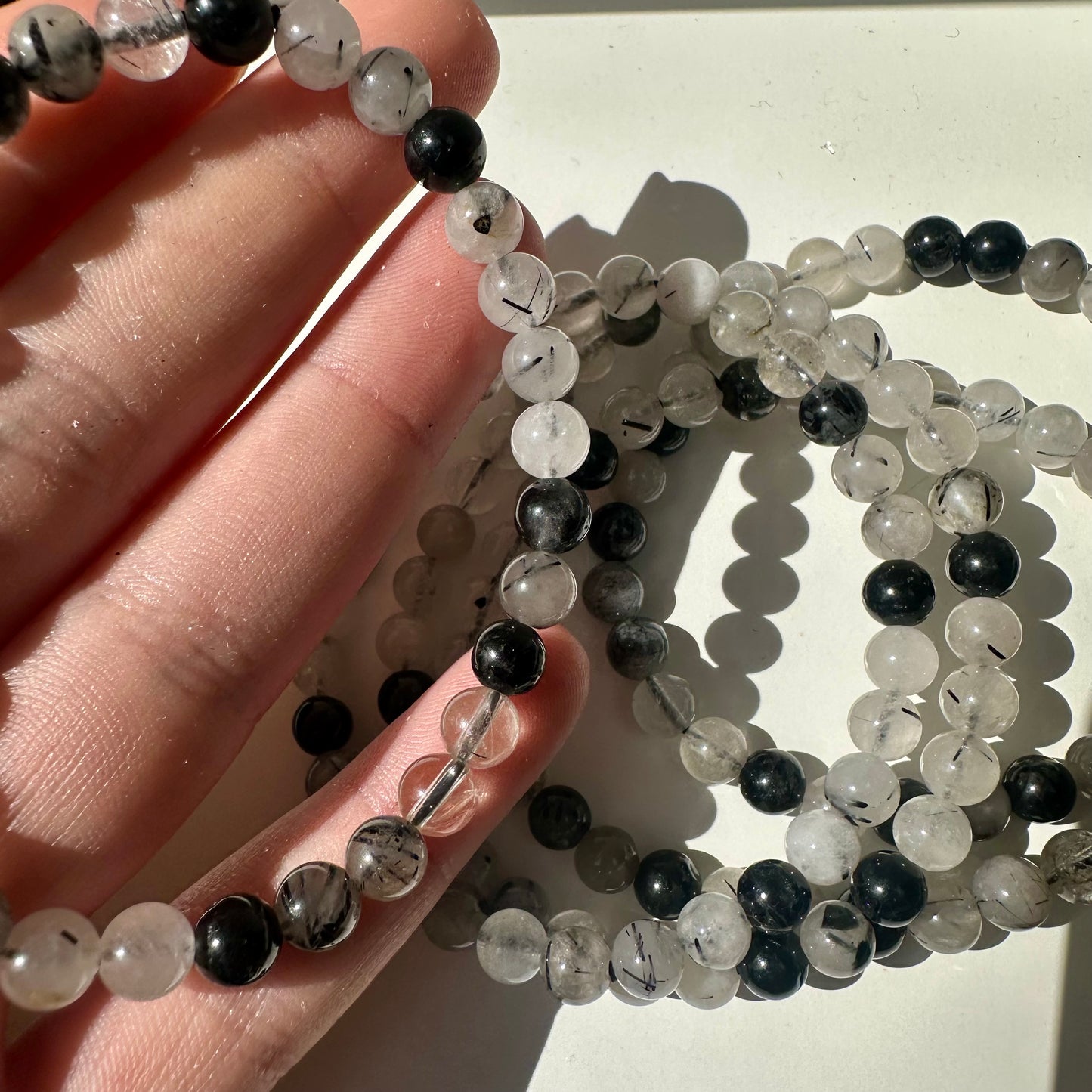 Quartz & Tourmaline 6mm Bracelets