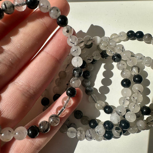 Quartz & Tourmaline 6mm Bracelets