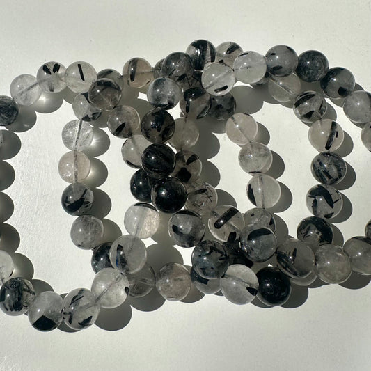 Quartz & Tourmaline 10mm Bracelet