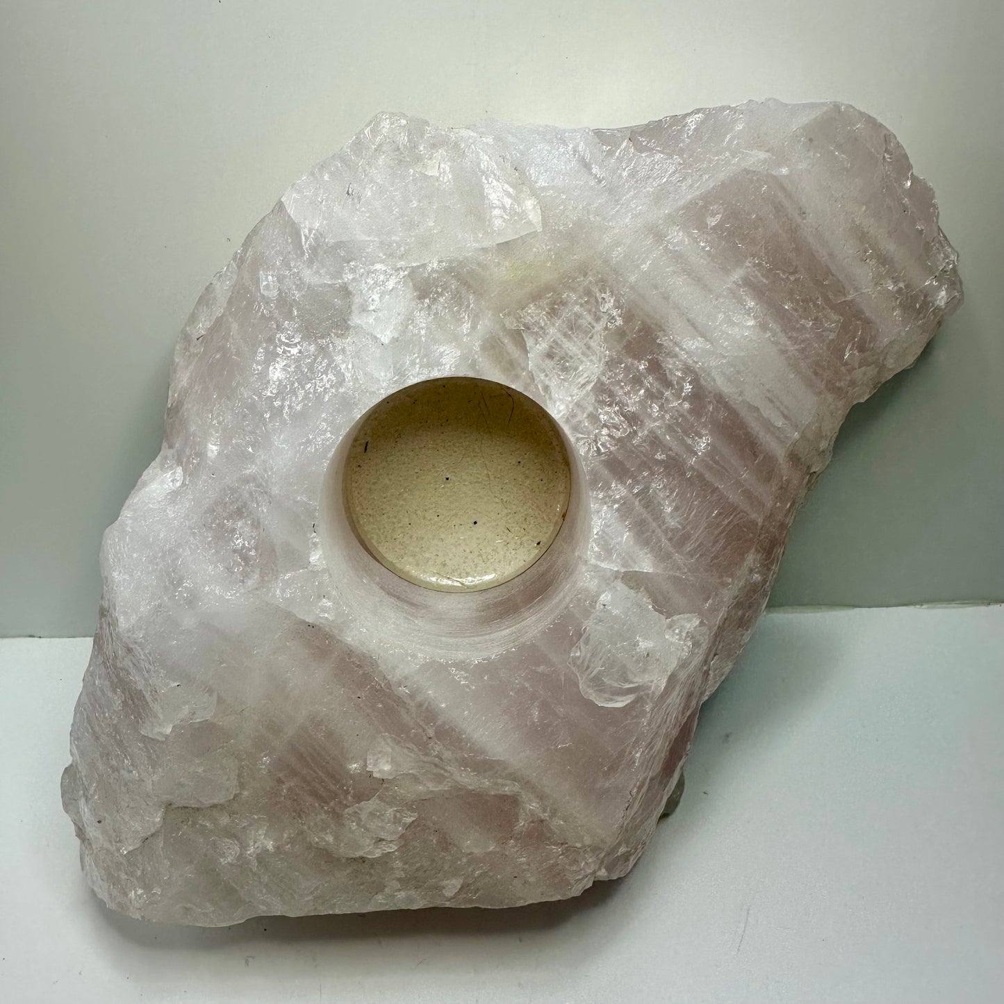 Rose Quartz Raw Candle Holder