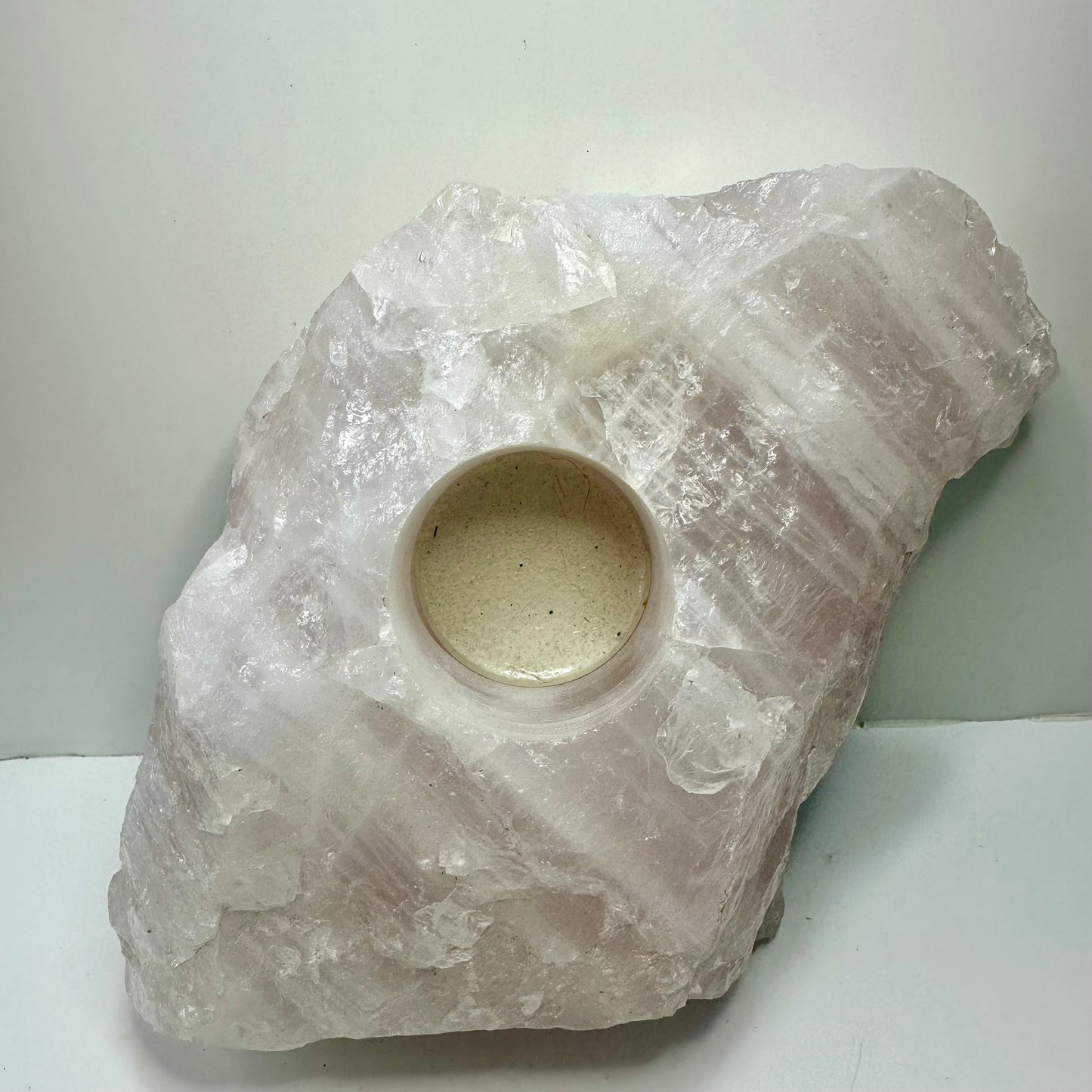 Rose Quartz Raw Candle Holder