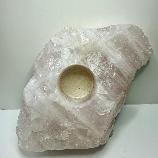 Rose Quartz Raw Candle Holder