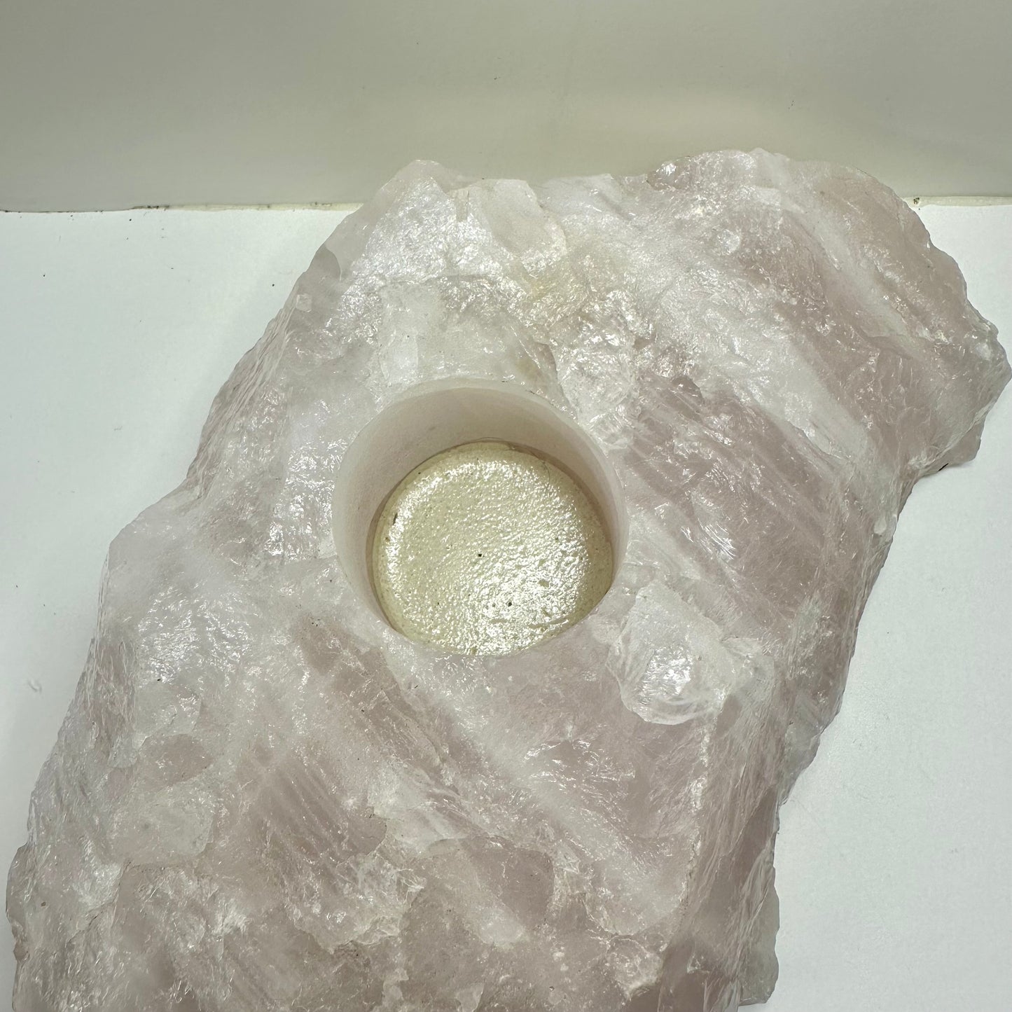 Rose Quartz Raw Candle Holder