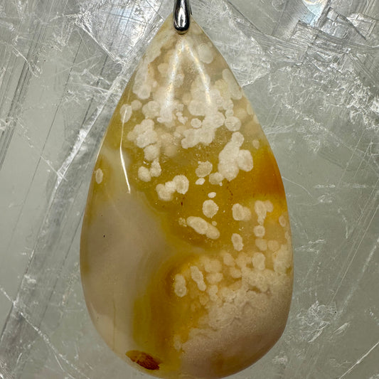 Flower Agate Teardrop Pendant