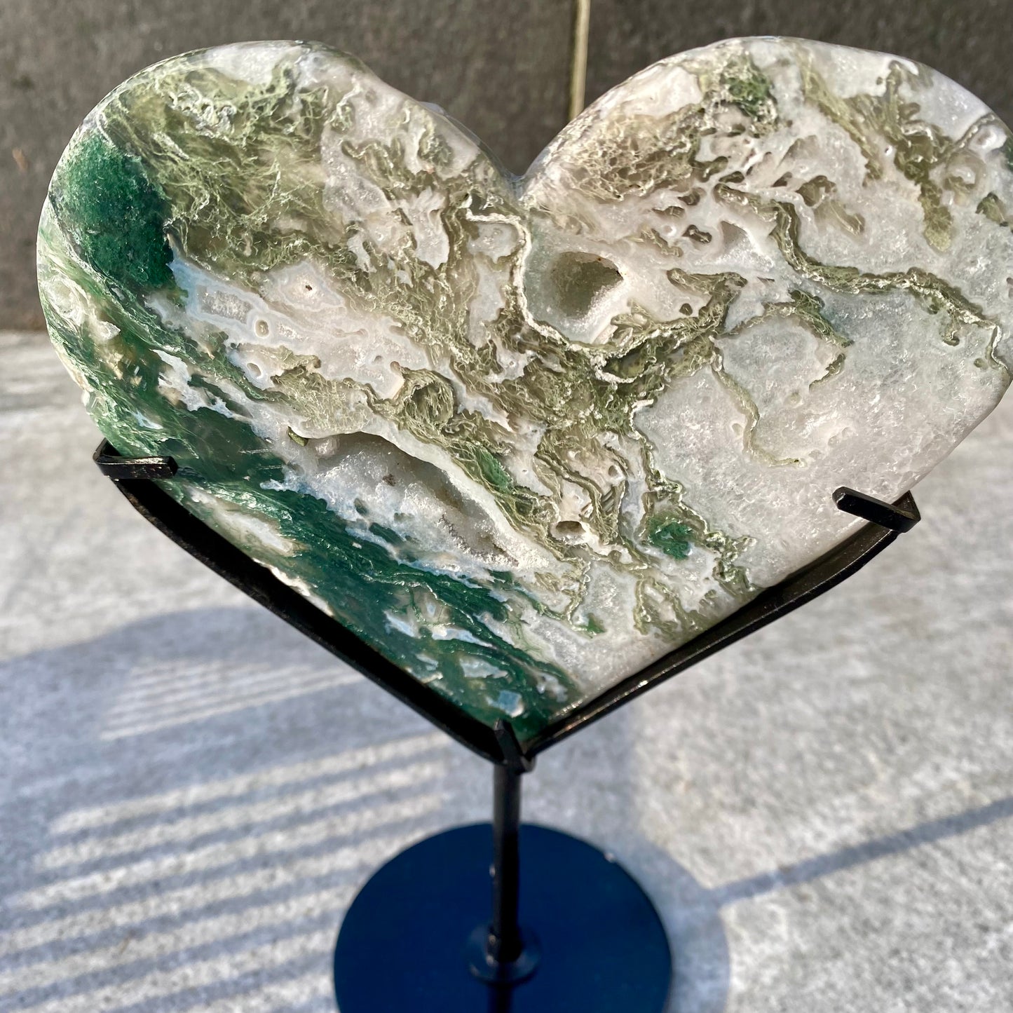 Moss Agate Heart Statements Piece
