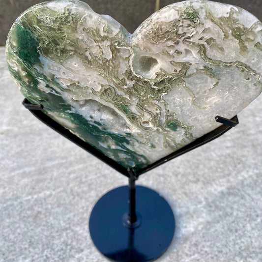 Moss Agate Heart Statements Piece