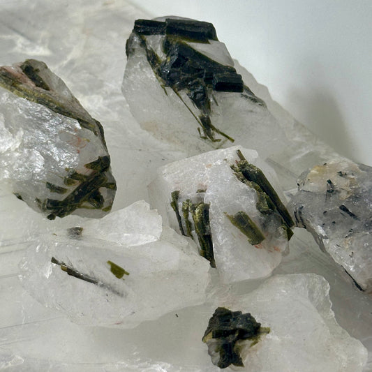 Quartz & Green Tourmaline Raws