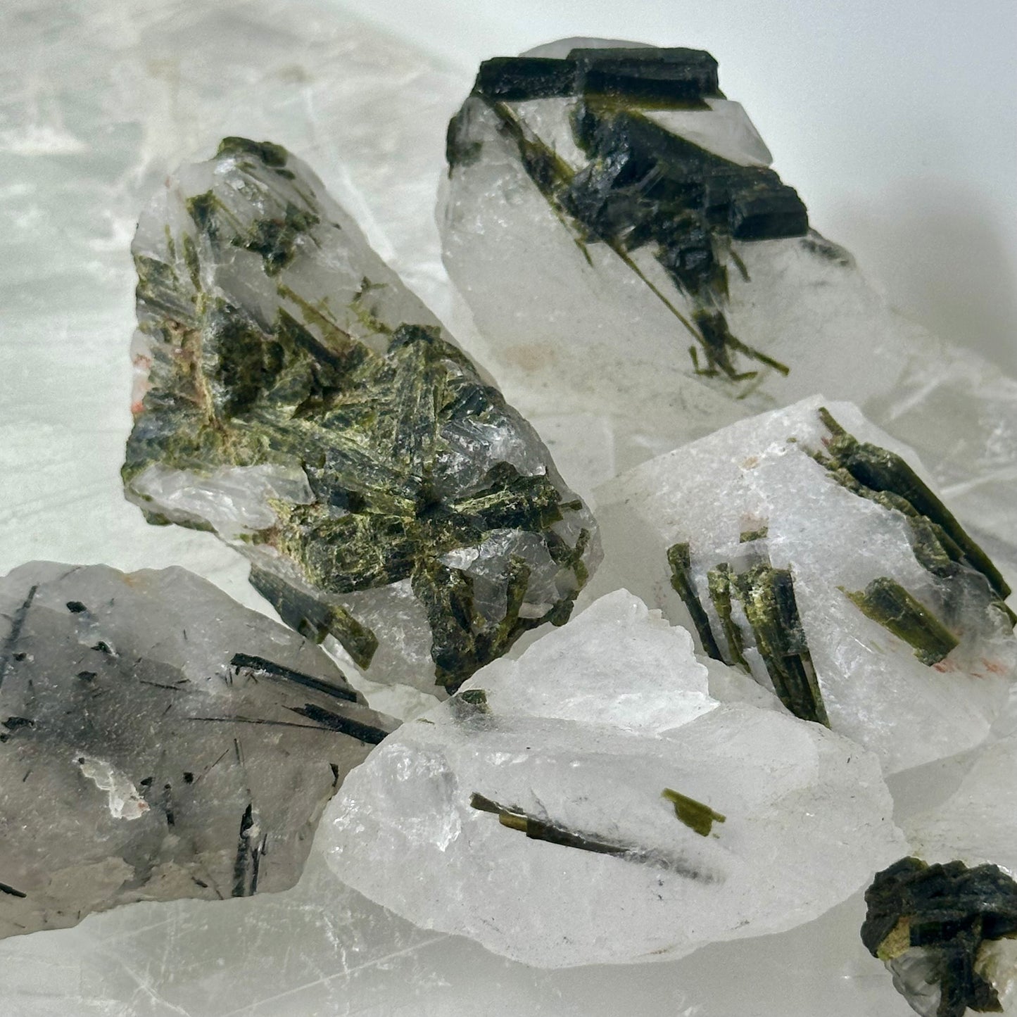 Quartz & Green Tourmaline Raws