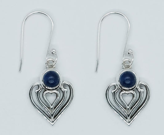 Silver Earring Heart Lapis