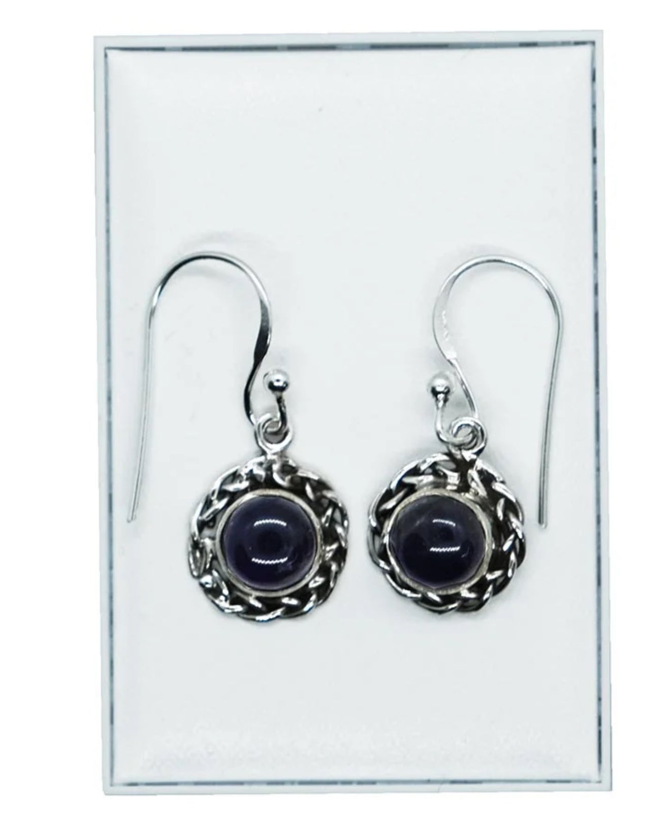 Silver Earring Amethyst Stone