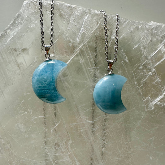 925 Aquamarine Moon Pendants