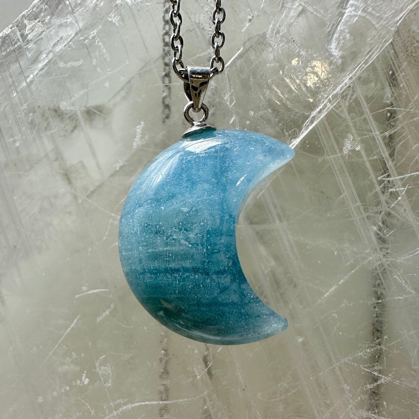 925 Aquamarine Moon Pendants