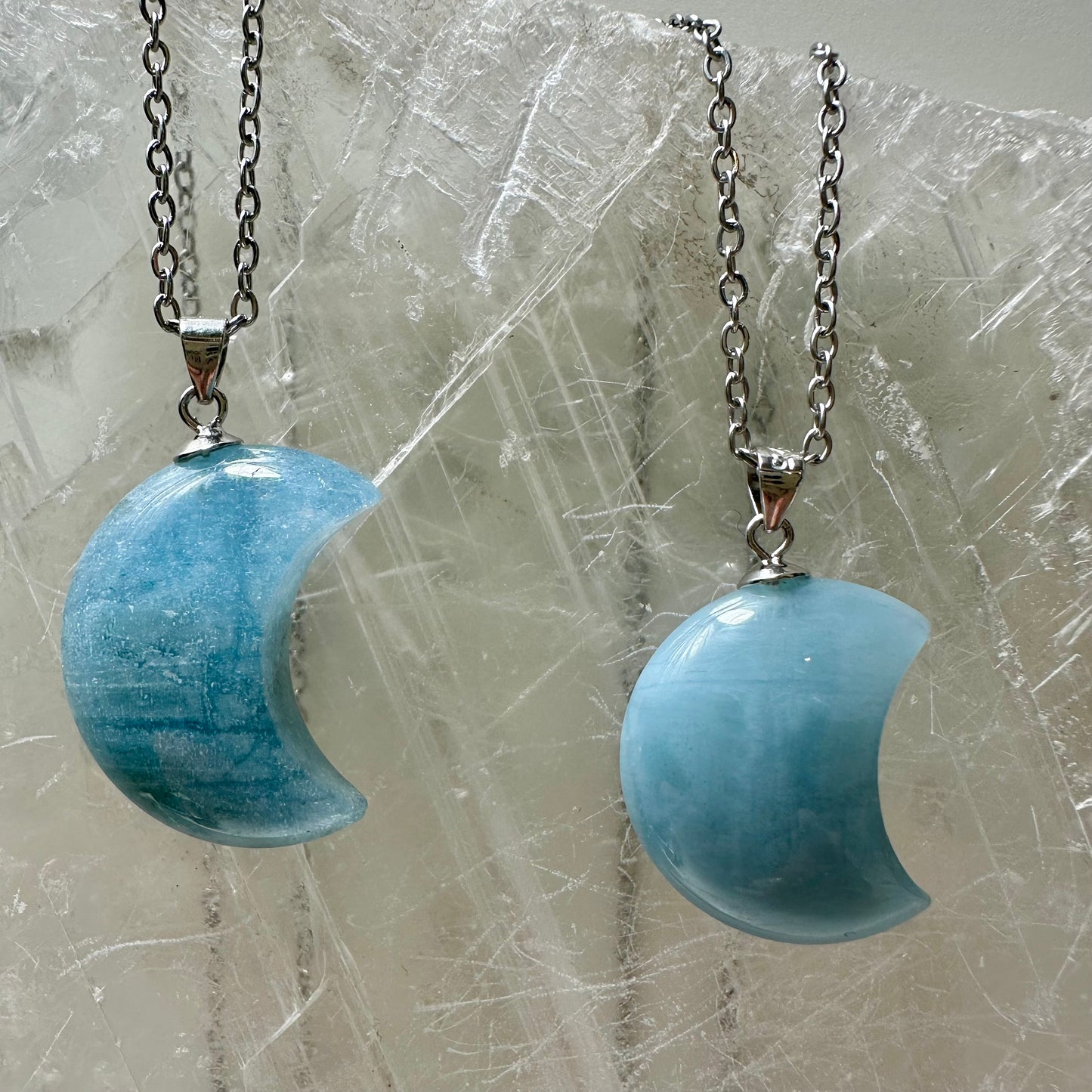 925 Aquamarine Moon Pendants