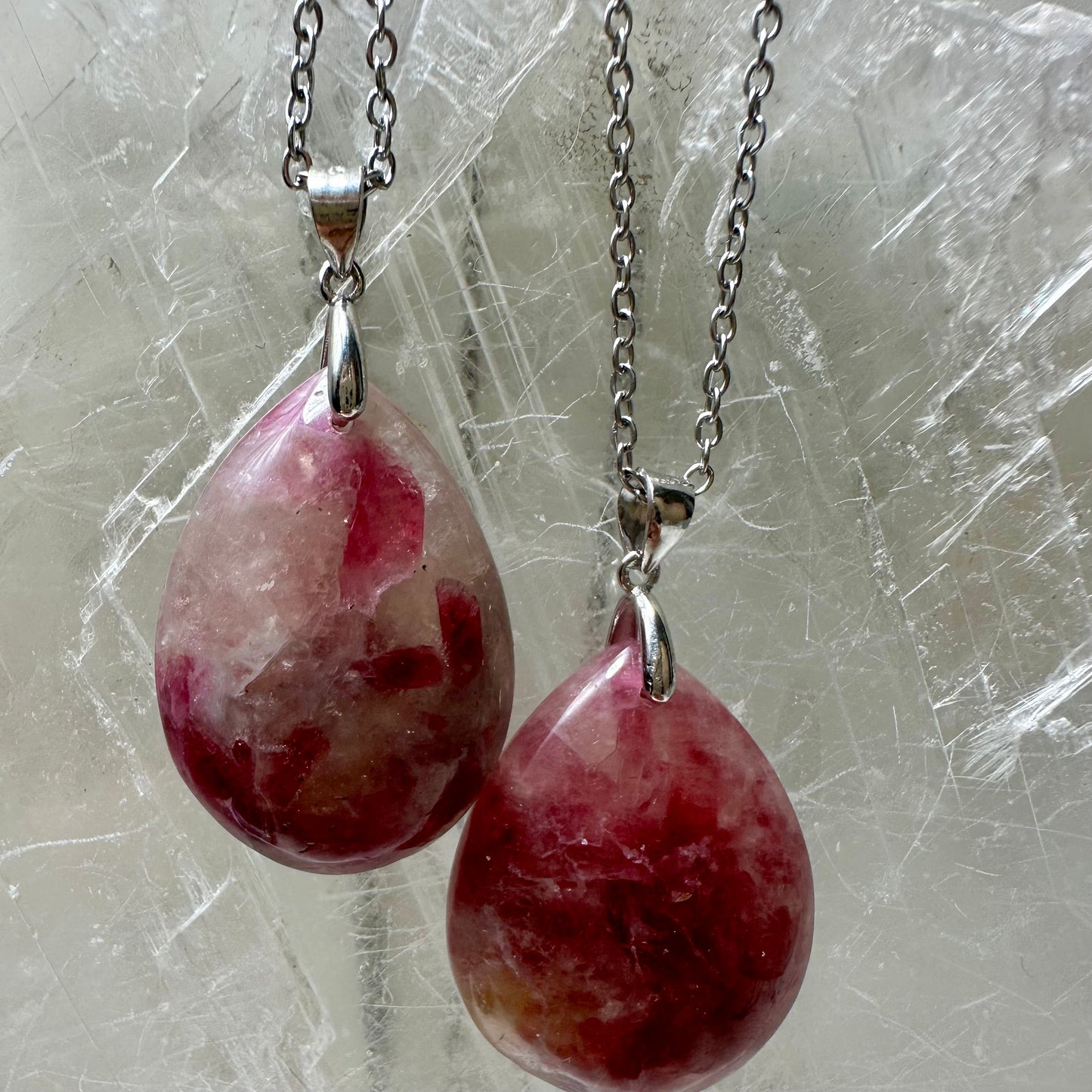 925 Pink Tourmailine Pendants 3cm