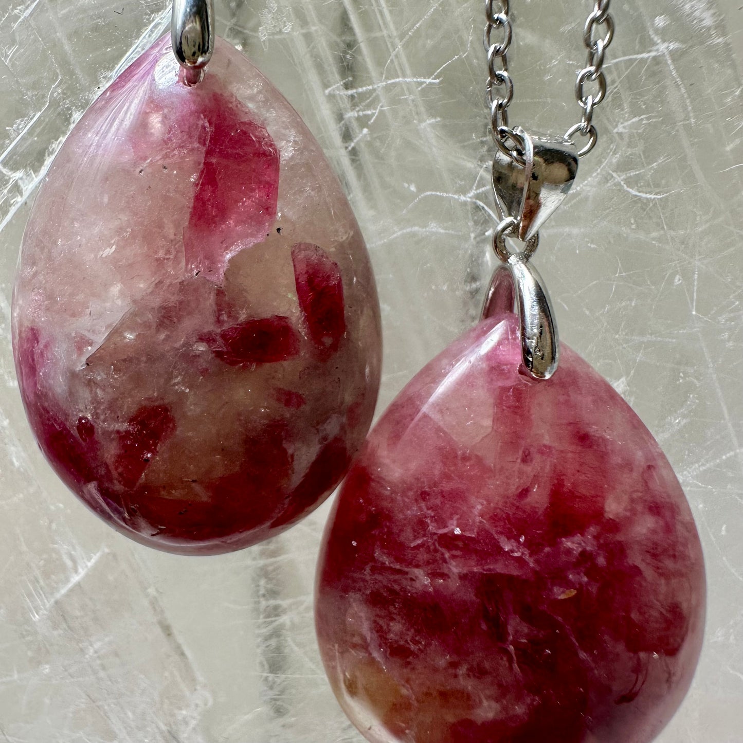 925 Pink Tourmailine Pendants 3cm