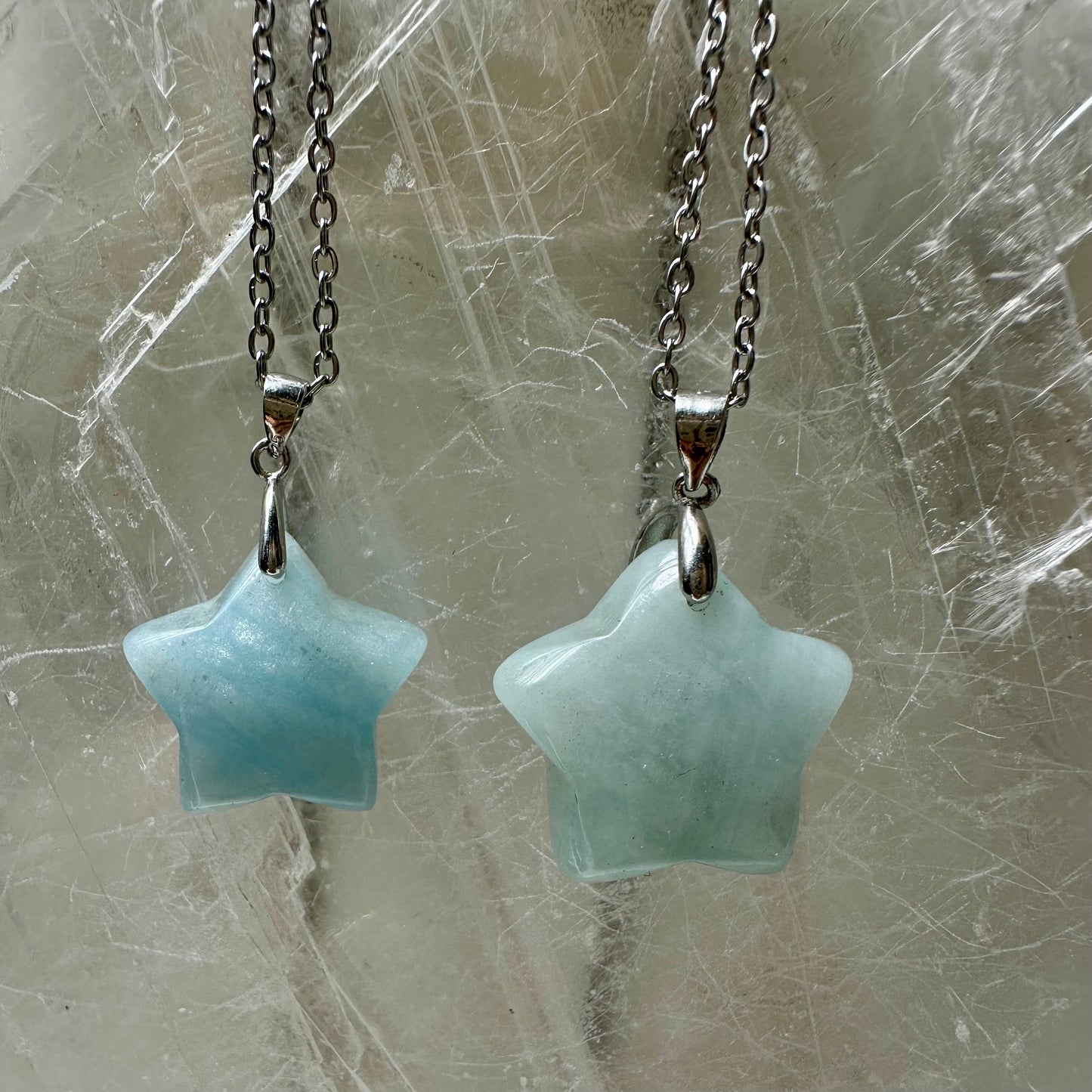 925 Aquamarine Star Pendants 2cm