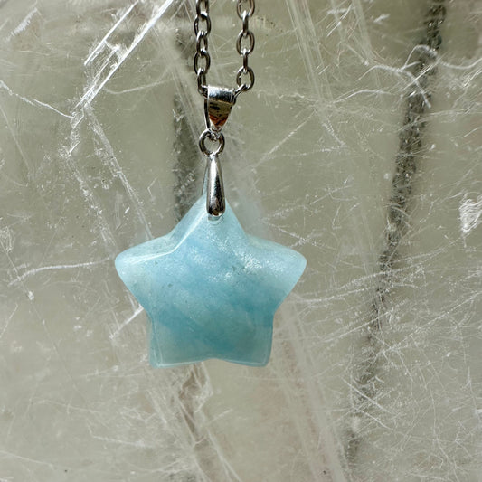 925 Aquamarine Star Pendants 2cm