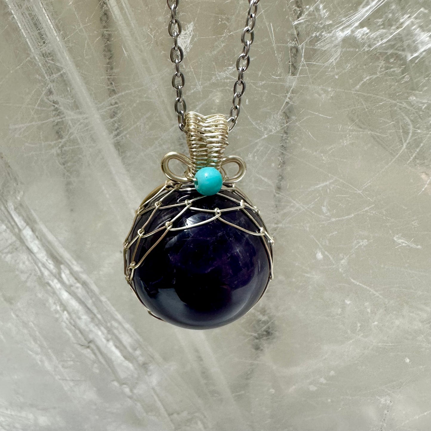 Amethyst & Quartz Stainless Steel Pendants