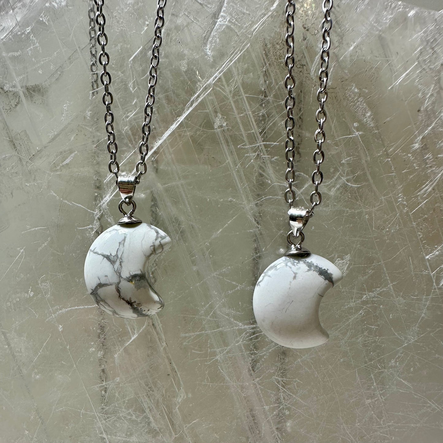 925 Howlite Moon Pendants