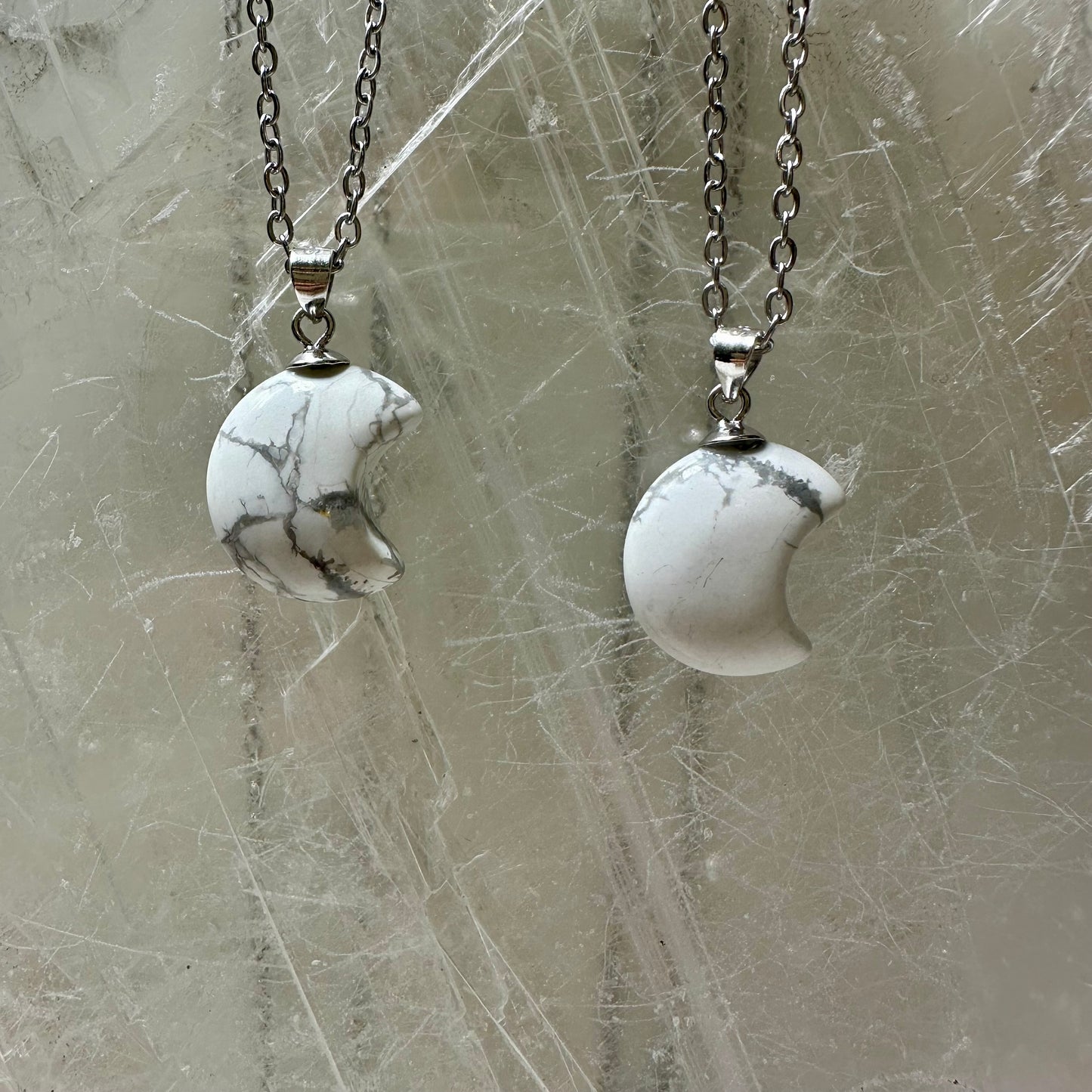 925 Howlite Moon Pendants