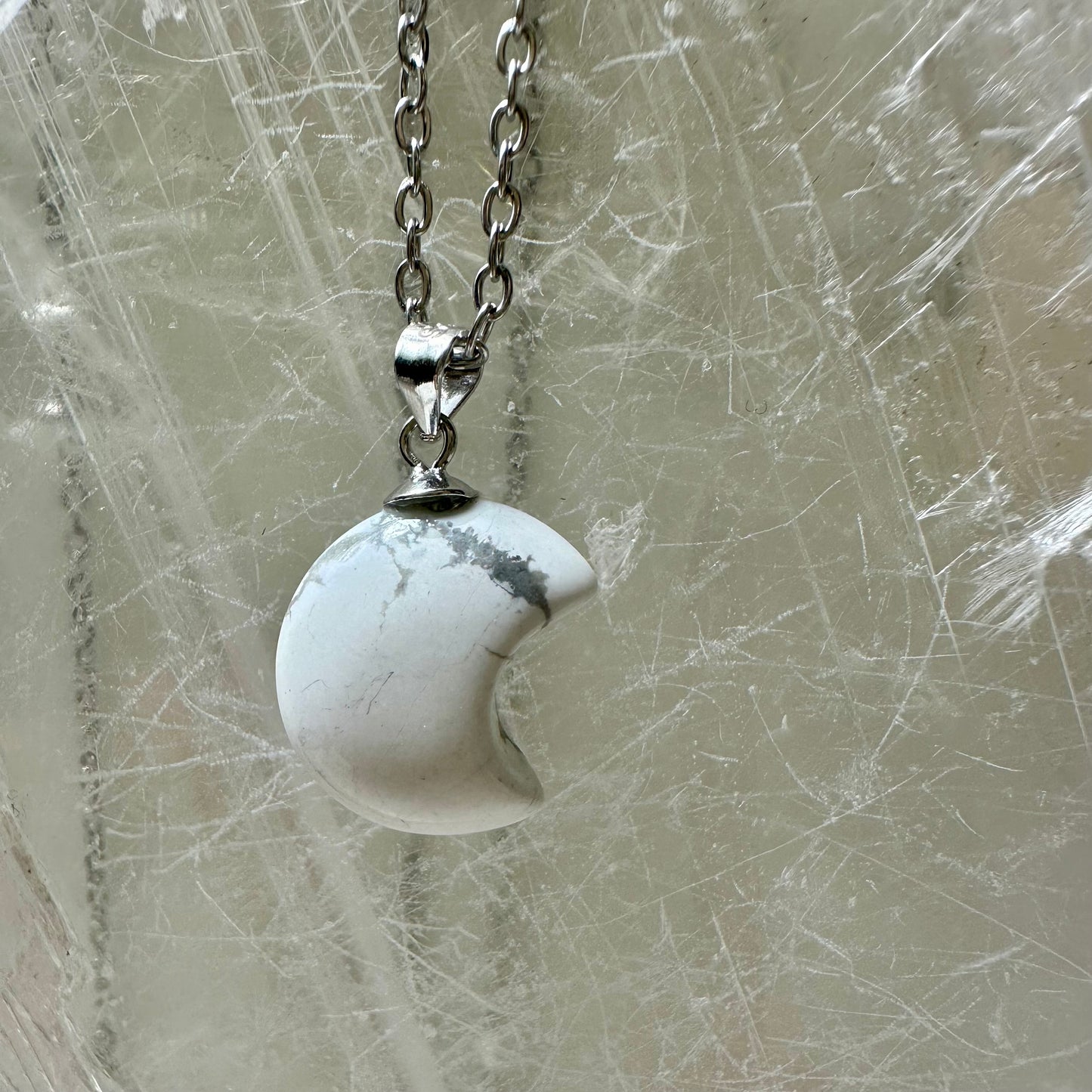 925 Howlite Moon Pendants