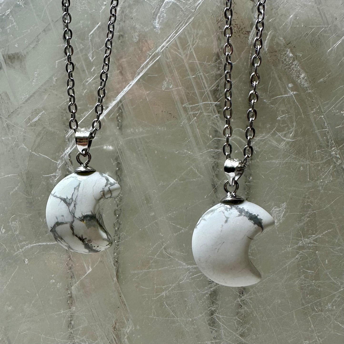 925 Howlite Moon Pendants