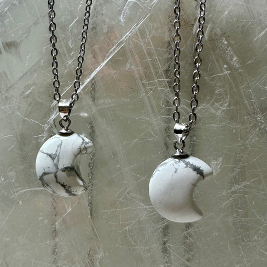 925 Howlite Moon Pendants