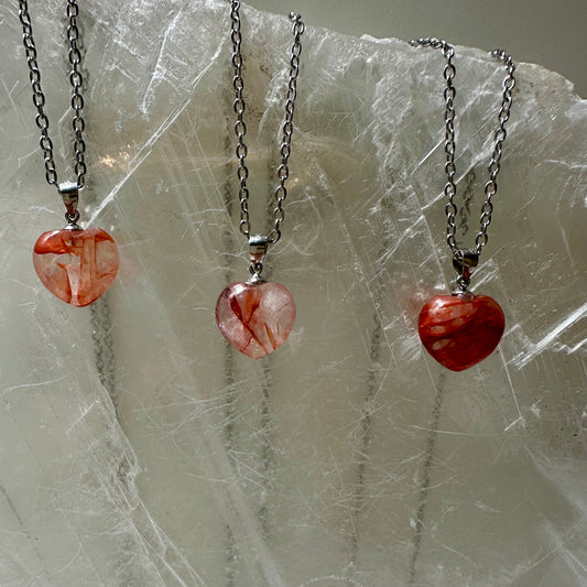 925 Fire Quartz Heart Pendants