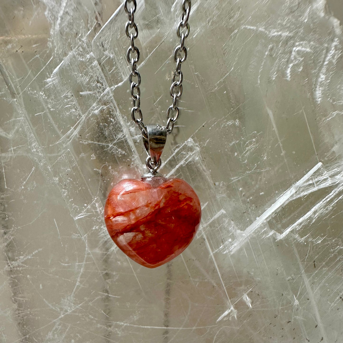 925 Fire Quartz Heart Pendants