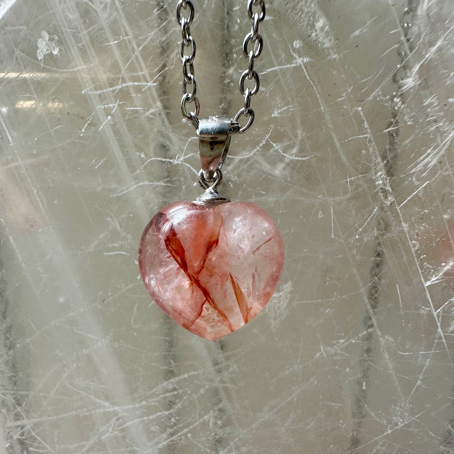 925 Fire Quartz Heart Pendants