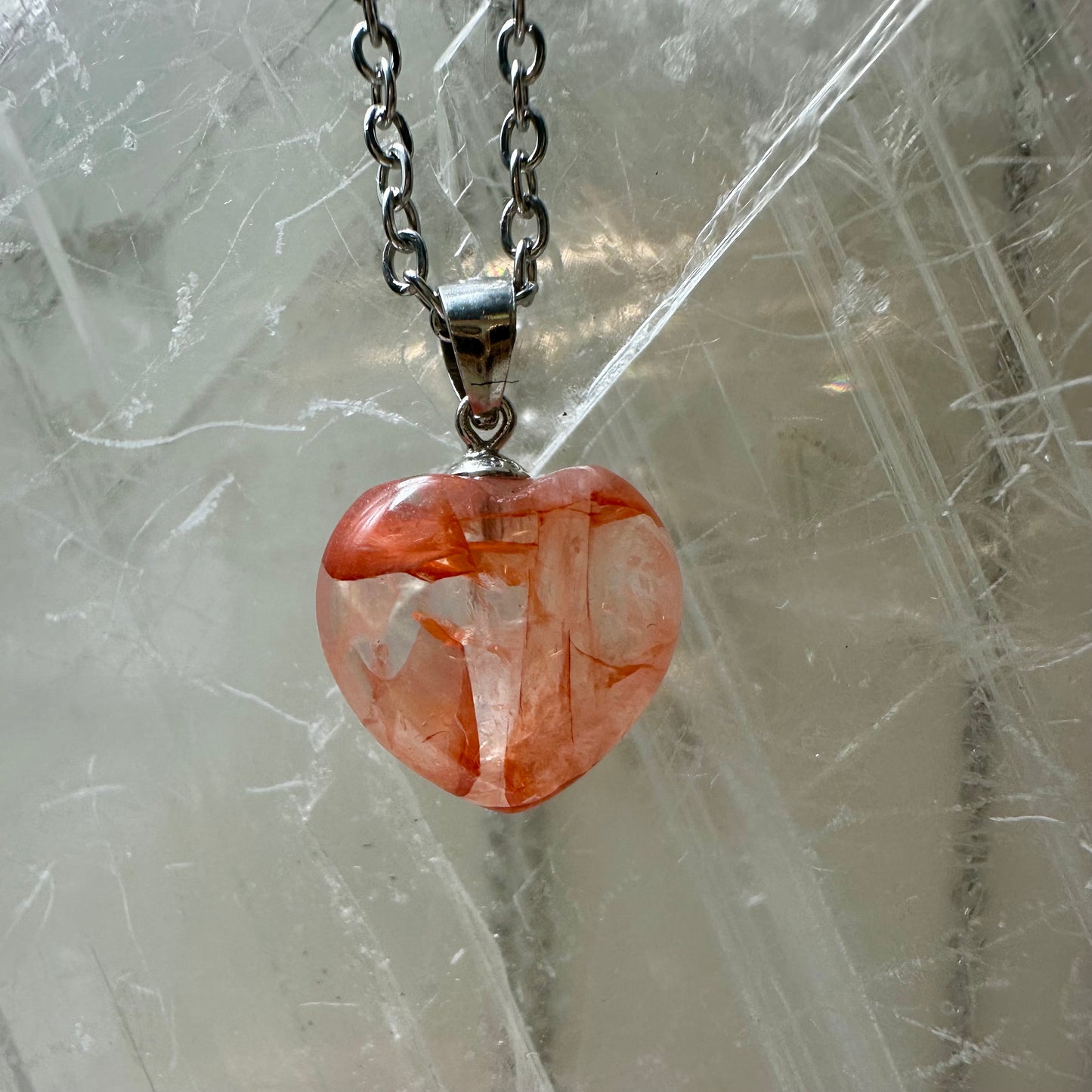 925 Fire Quartz Heart Pendants