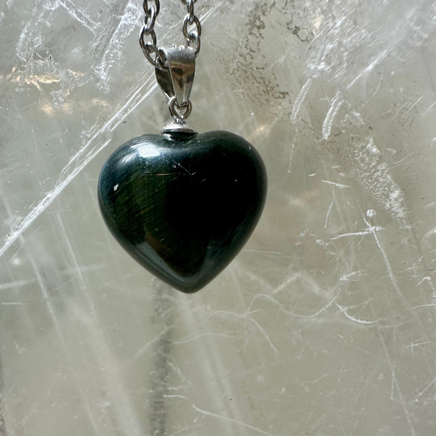 925 Blue Tigers Eye Heart Pendants