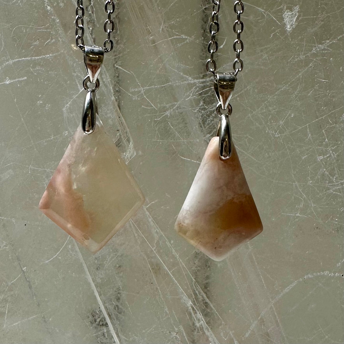 925 Flower Agate Dimond Pendents 2cm