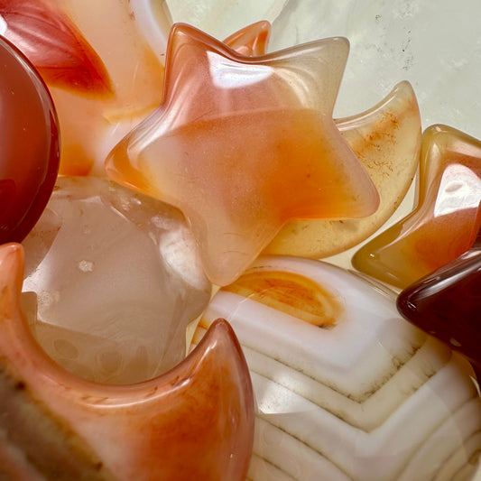 Carnelian Hearts,Moons & Stars