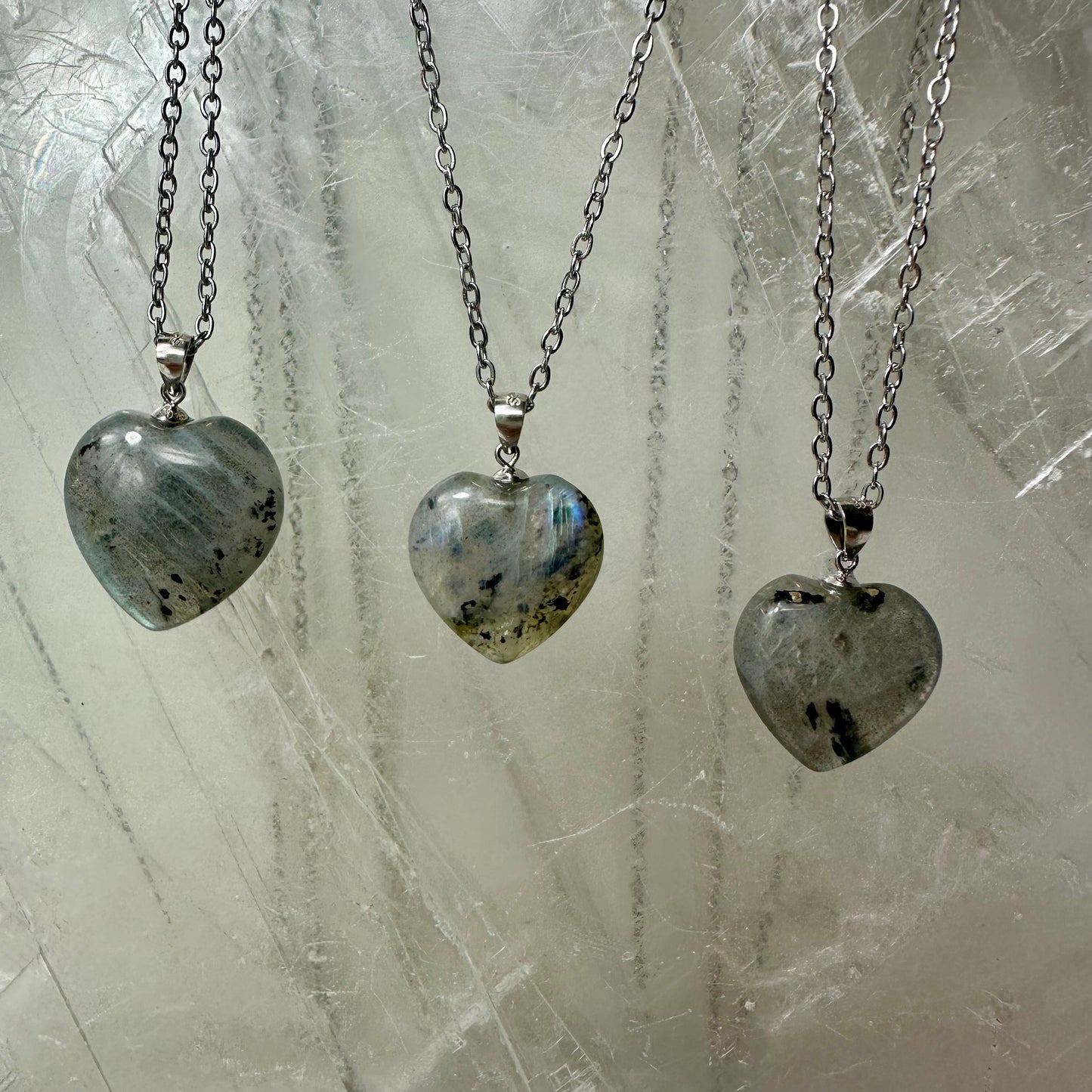 Labradorite 925 Heart Mini Pendants