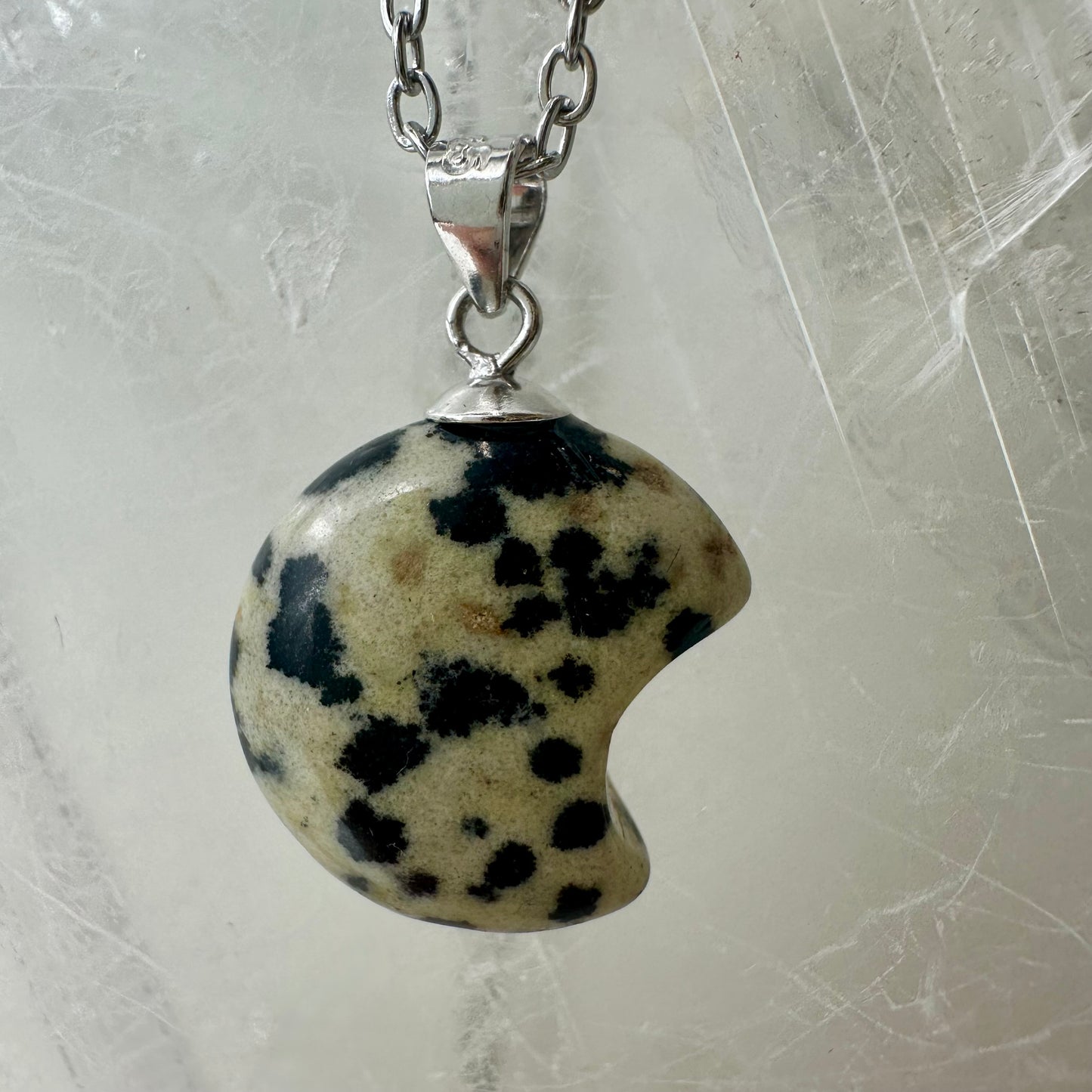 Dalmation Jasper 925 Mini Moon Pendants