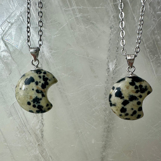 Dalmation Jasper 925 Mini Moon Pendants