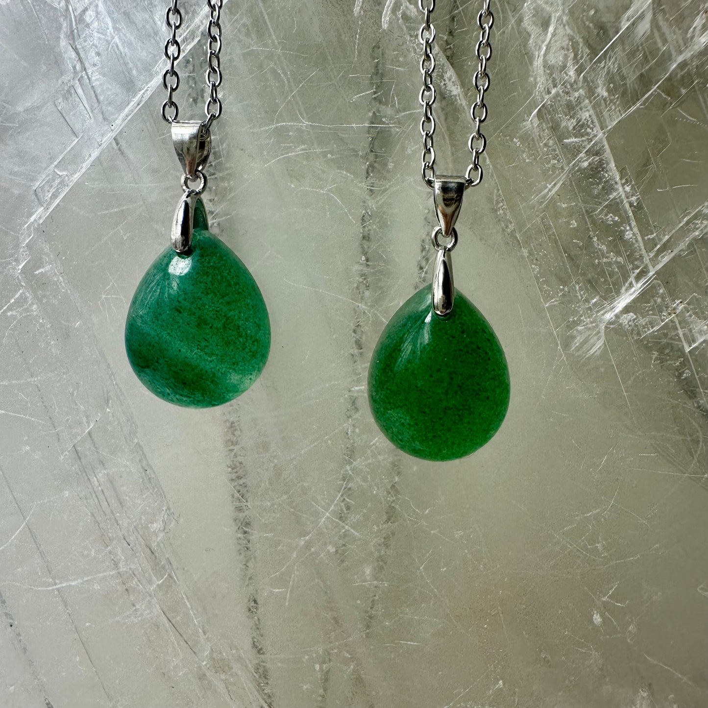 Green Strawberry Quartz 925 Teardrop Pendant