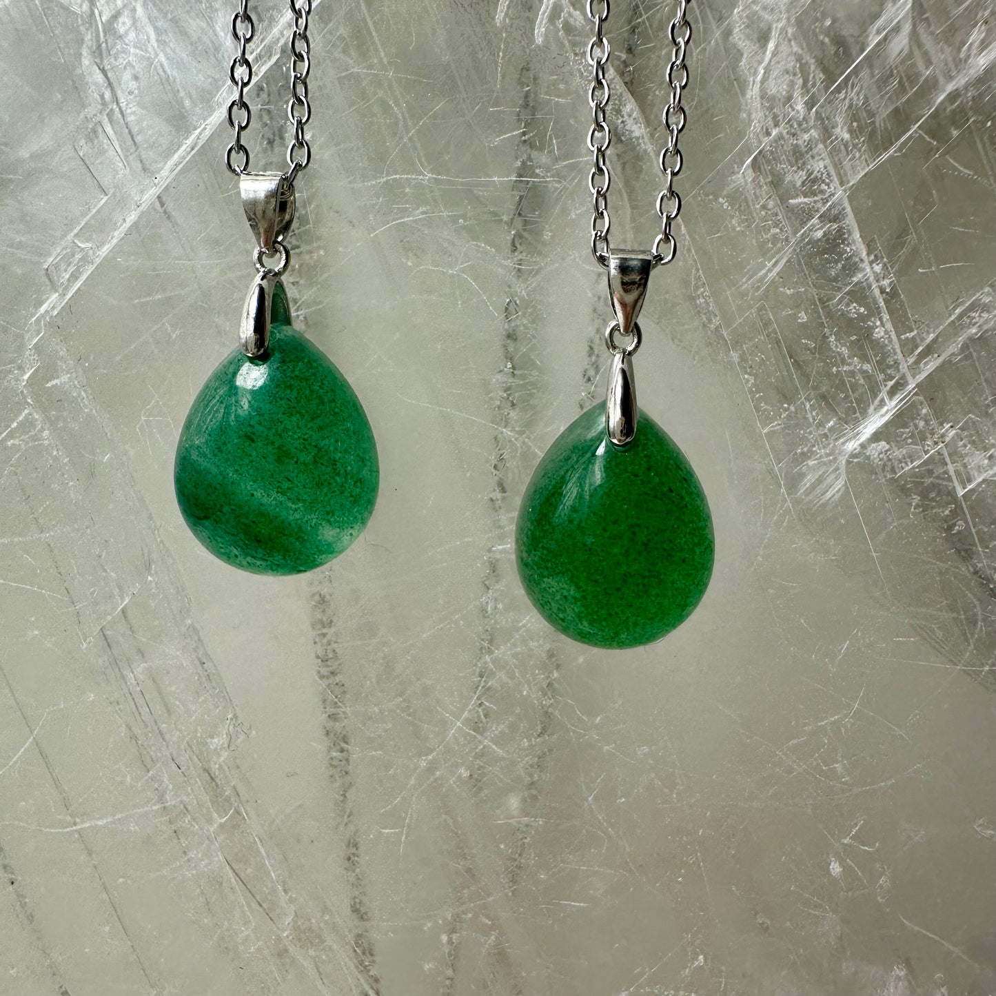 Green Strawberry Quartz 925 Teardrop Pendant