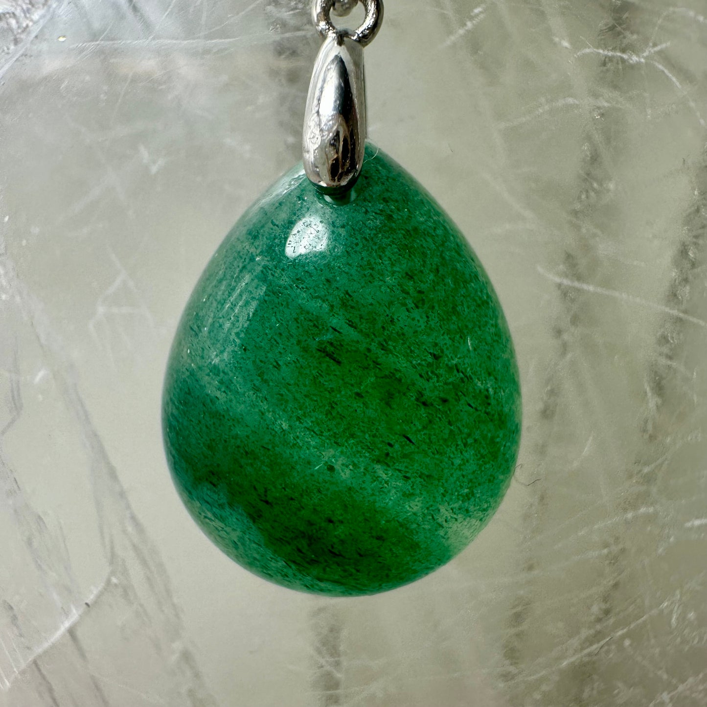 Green Strawberry Quartz 925 Teardrop Pendant
