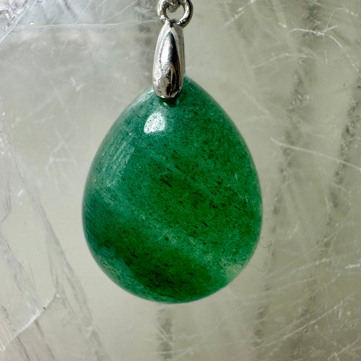 Green Strawberry Quartz 925 Teardrop Pendant