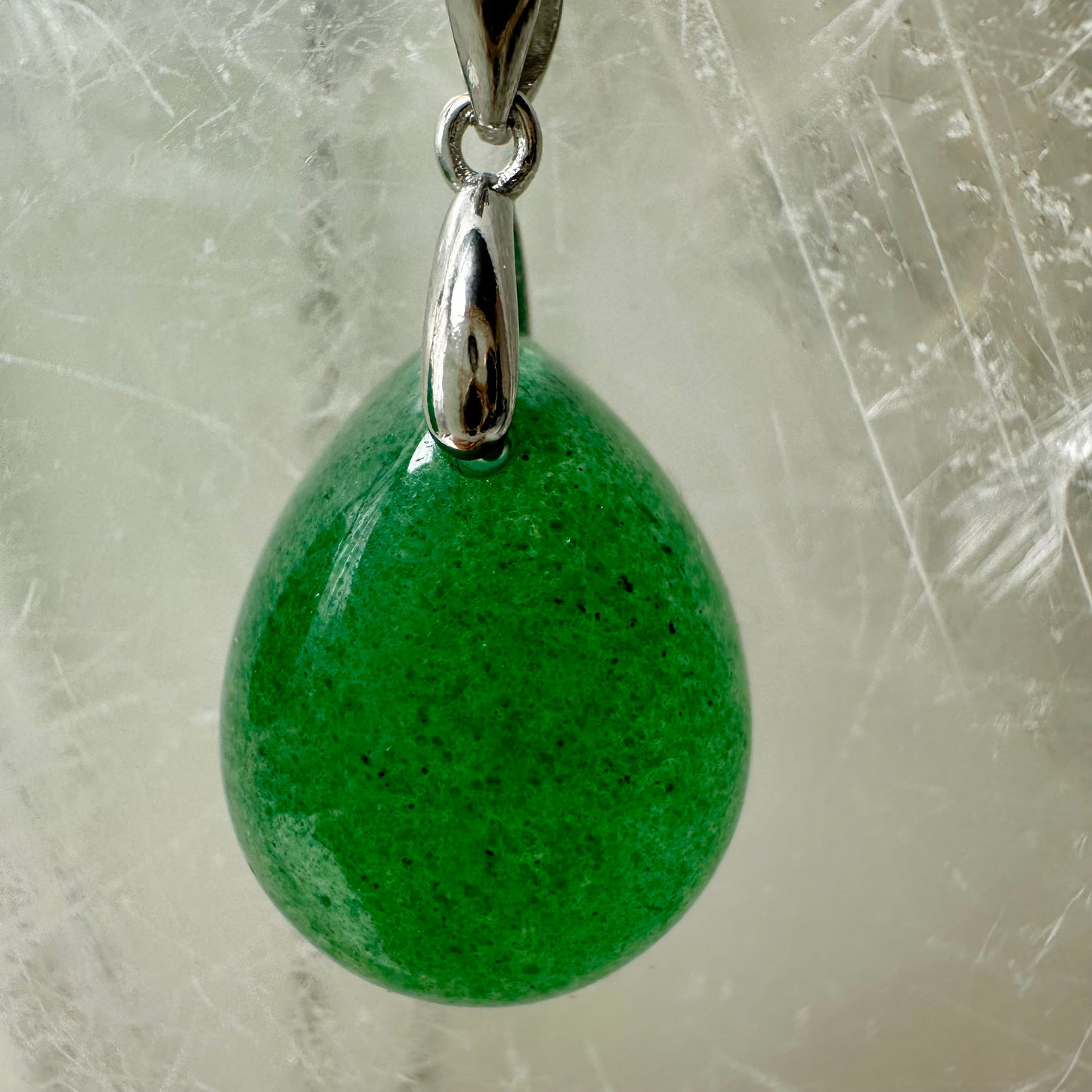 Green Strawberry Quartz 925 Teardrop Pendant